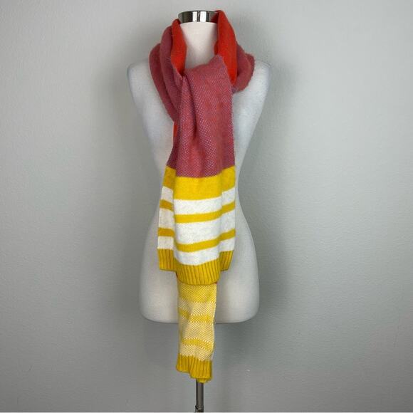 Anthropologie Orange Yellow Stripe Scarf - Picture 2 of 8